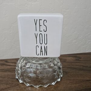 YES YOU CAN  White and Black Ceramic Sign Tabletop Decor